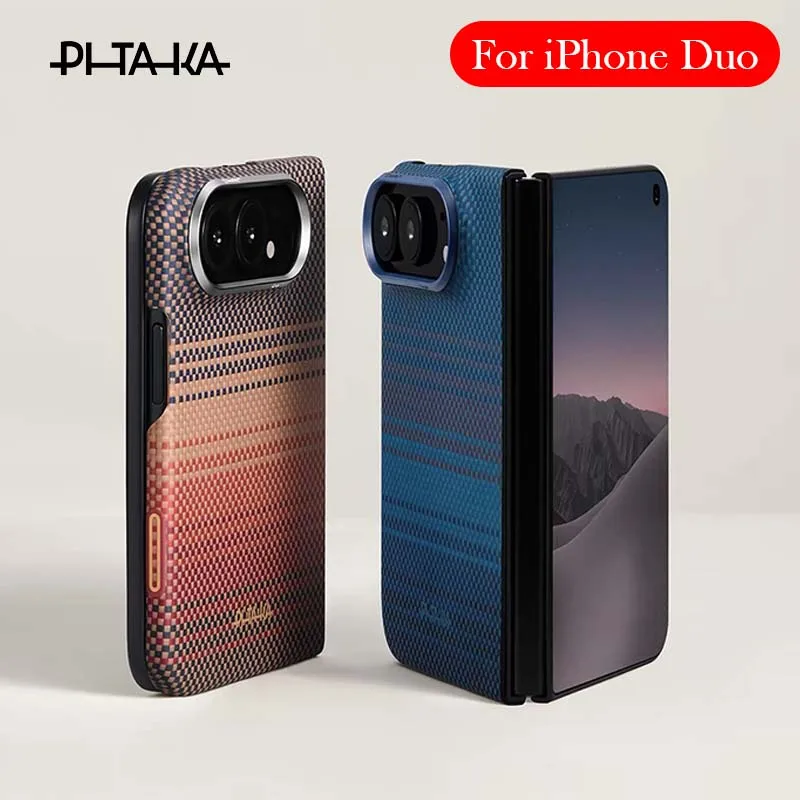PITAKA Carbon Fiber Case For IPhone Duo Kevlar Wireless Charging Back Cover Case for  iPhone DUO