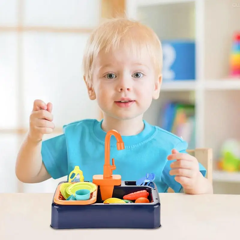 Évier électrique de cuisine avec jouet d'eau courante, avec robinet, jeu de rôle éducatif d'été, jouets lave-vaisselle pour filles