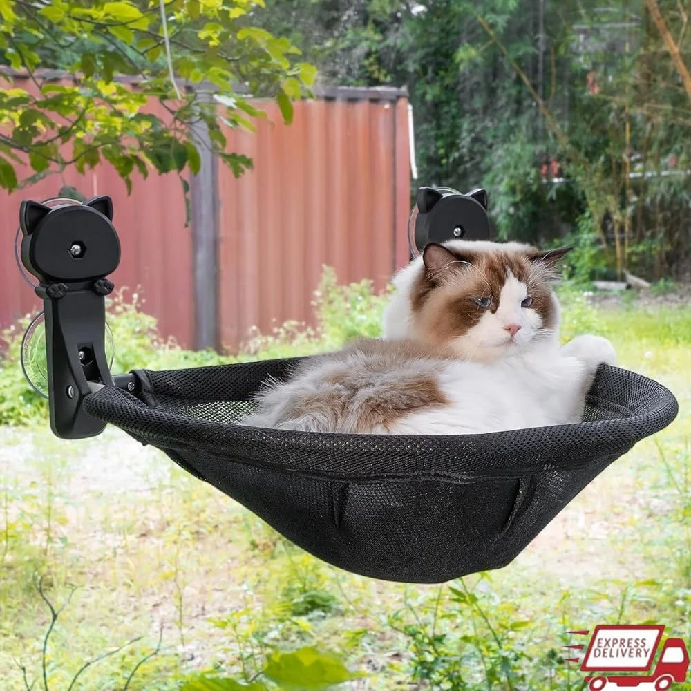 

Cordless Foldable Cat Window Perch Stable Breathable Hammock Secure Suction Cups Space-Saving Cat Bed Indoor Climbing Sunbathing