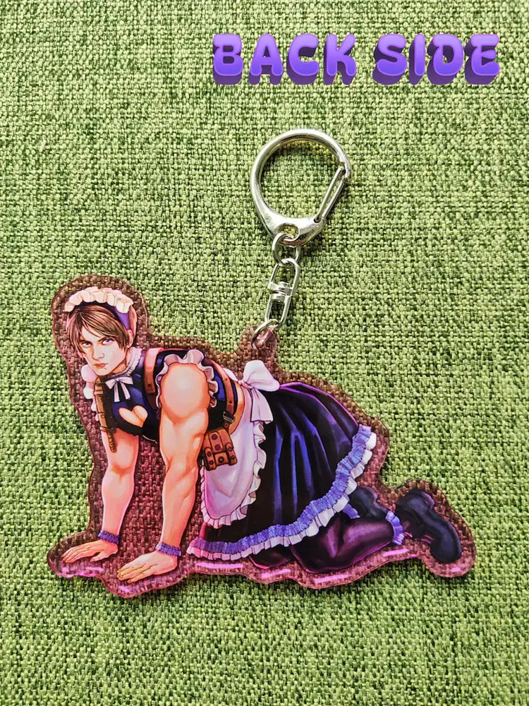 Leon Kennedy Keychain RE4 Evil Cute Figure Pendant Acrylic Charm Bag Car Key Ring Gift For Game Fans