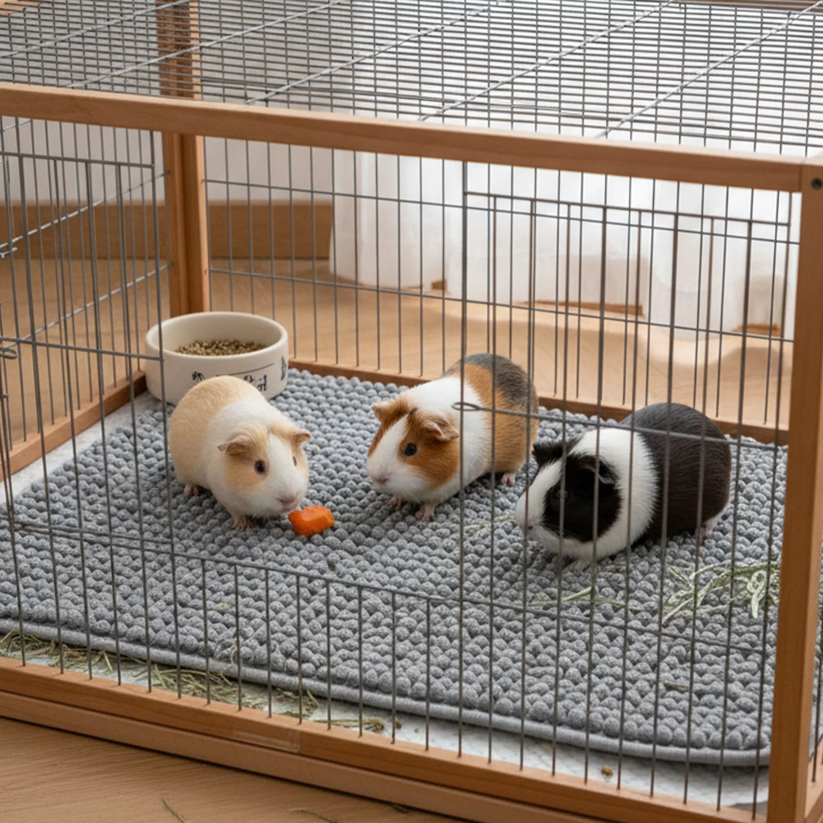 Meerschweinchen-Käfigmatte aus Chenille-Fleece, Rutschfest, Waschbar, Wiederverwendbare Haustiermatte - Kleine Tierbettunterlage für Kleintiere – Detail 2