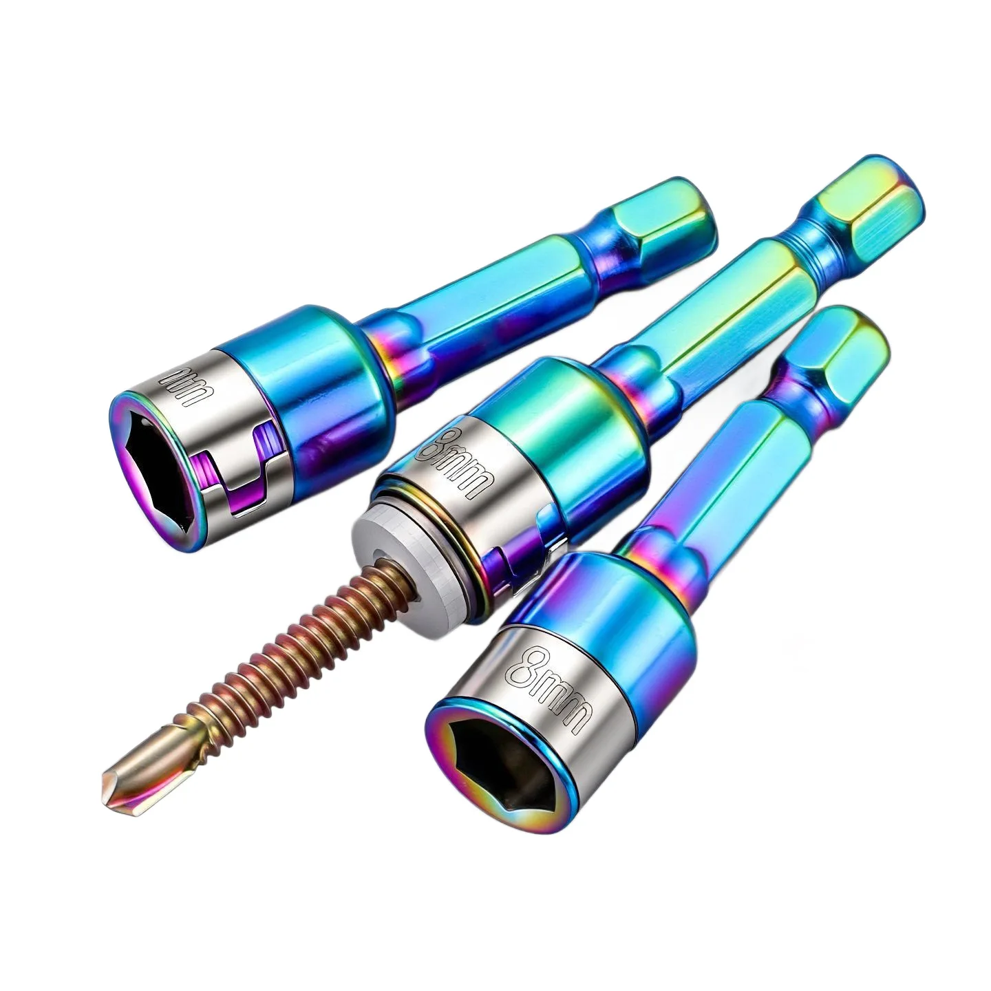 8mm Non-Magnetic Impact Socket High Torque CR-V Steel Socket Bits Hex Shank Nut Screwdriver Driver Impact Drivers Socket Adapter