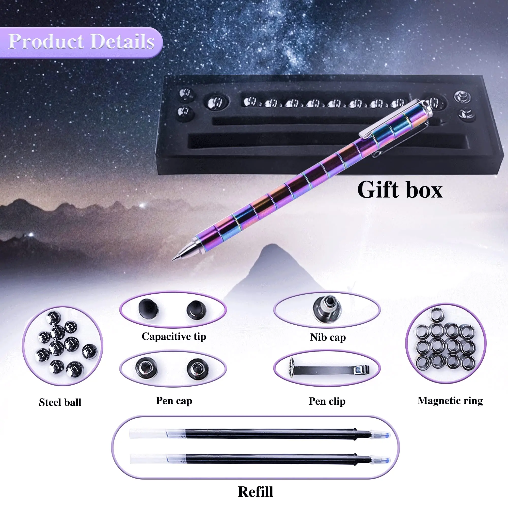 Toy Magnet Gel Pen, Magnetic Polar Pen, Magnet Gel Pen, Toy Pen, Multifunctional Deformable Magnet Writing Pen, Gift for Kids or