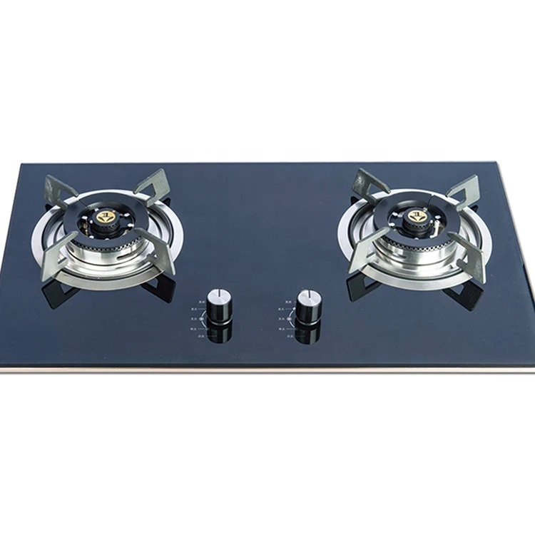 LPG & Natural tempered glass embedded wholesale price commercial industrial kitchen appliance two burner gas stove