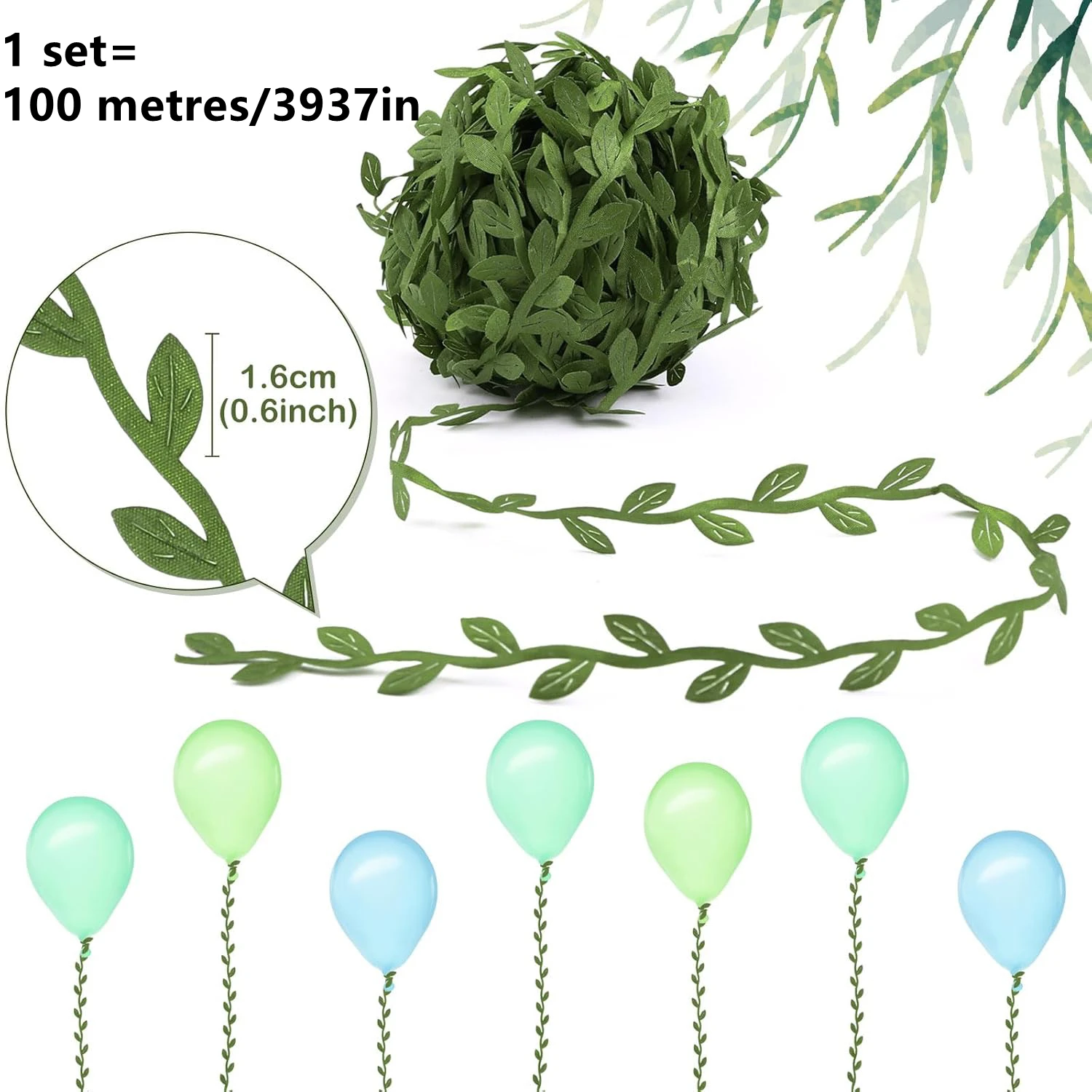 

100M Artificial Plants Vine Small Leaflet Rope Wreath Home Room Wedding Party Wreath Outdoor Garden Festival DIY Gift Box Decor