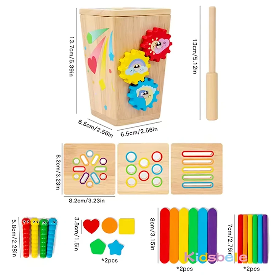 Jeu de correspondance de tri des couleurs en forme Montessori en bois pour tout-petits, jouet sensoriel de développement de moteur fin 5 en 1, cadeau de fête de noël