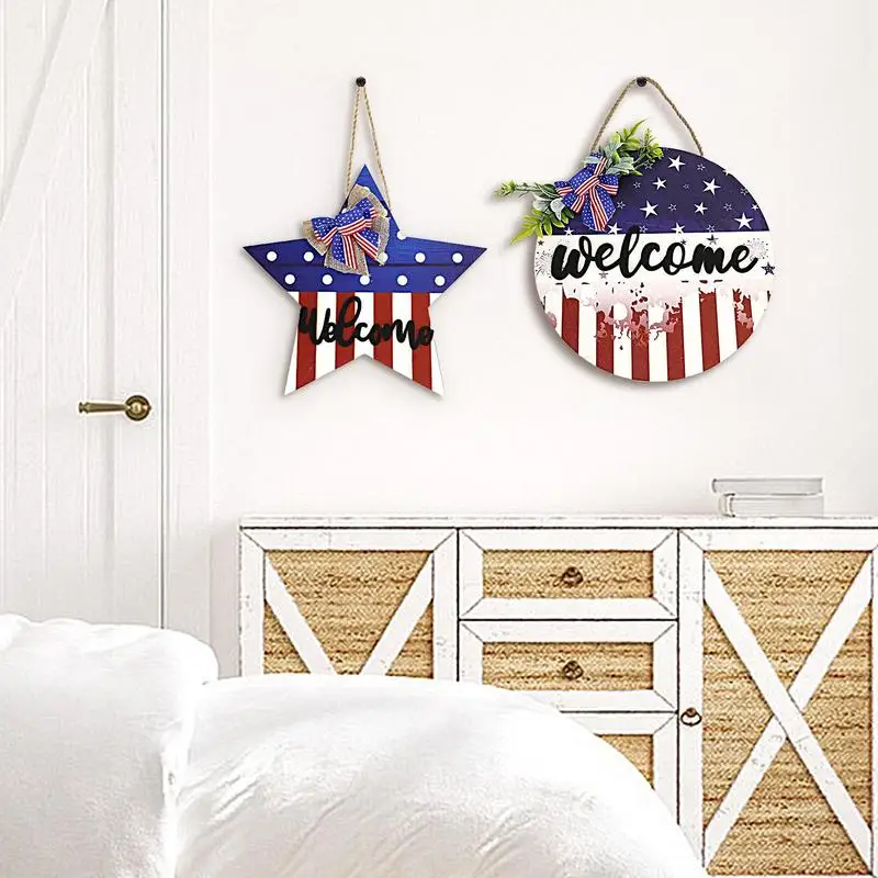 Independence Day Door Sign Independence Day Welcome Sign Independence Day Door Sign With Cute Bow Outdoor Outside Porch Decor