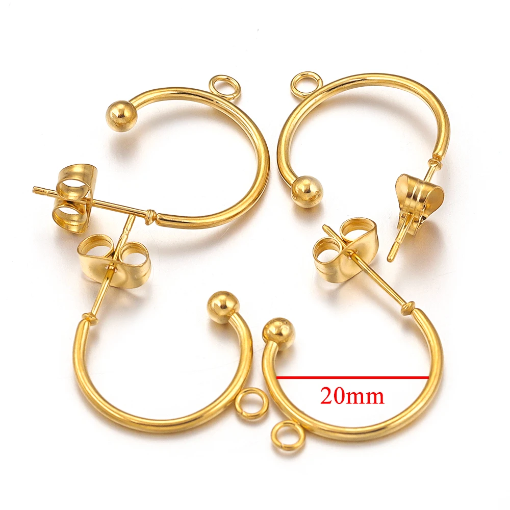 10pcs Stainless Steel Gold Plated Parallel Loop Earwire Earrings Hook Connector DIY Jewelry Making Accessories Crafts Wholesale