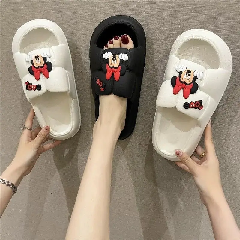 Disney cute Mickey Minnie male and female couples new creative cartoon pattern indoor thick-soled lightweight anti-slip sandals