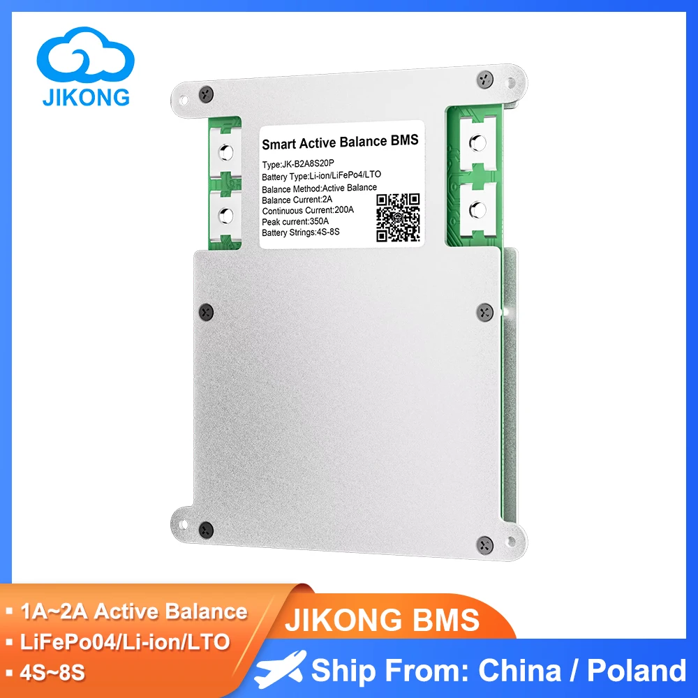 JIKONG Smart BMS 8S BMS com CAN Heat RS485 1A ~ 2A Corrente de equilíbrio ativo 4S ~ 8S Li-ion LiFePo4 Bateria 100A ~ 200A JIKONG BMS JKBMS