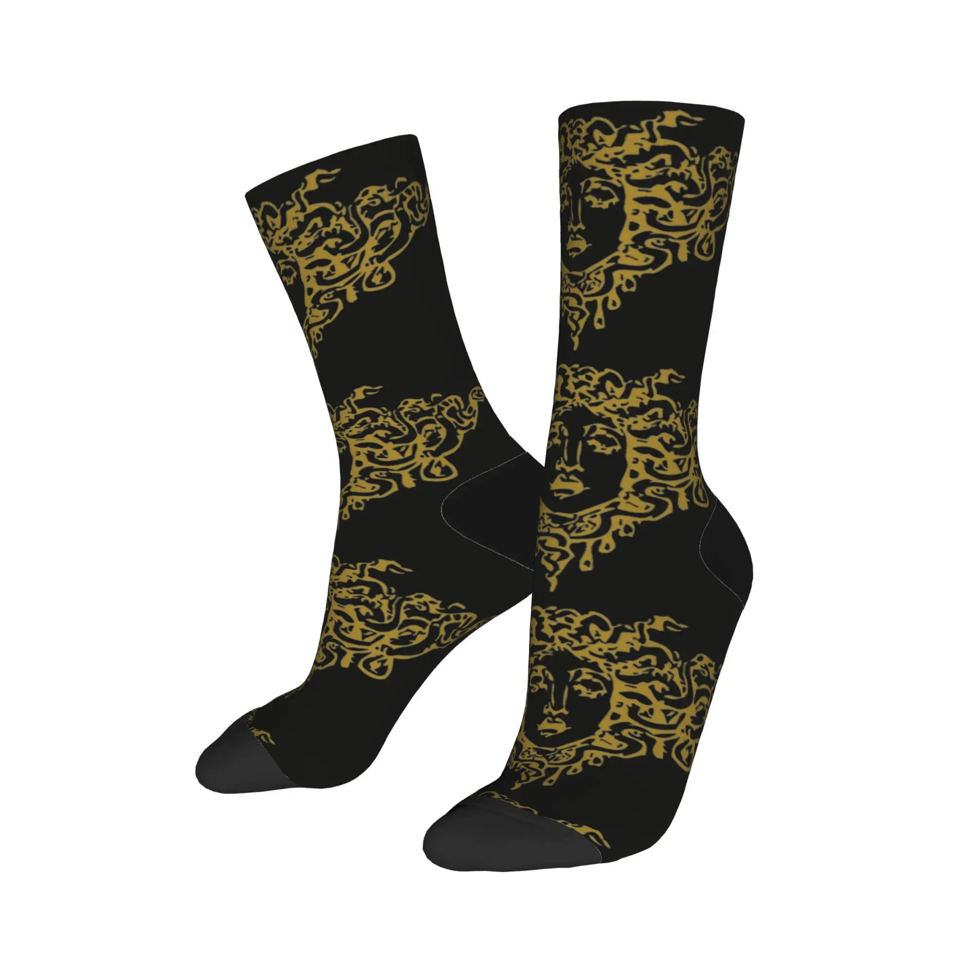 Chaussettes Méduse dorées pour hommes et femmes, chaussettes de sport décontractées, polyester, printemps, été, automne, hiver, mode masculine