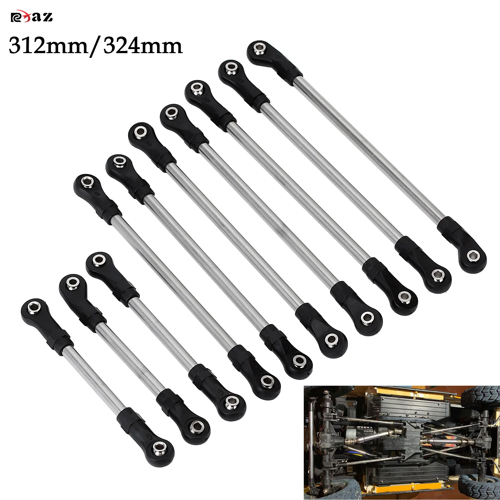 

RCXAZ 313MM 324mm Wheelbase Stainless Steel Links Plastic Rod End Unassembled Kit for 1/10 RC Crawler Car TRX4 TRX6