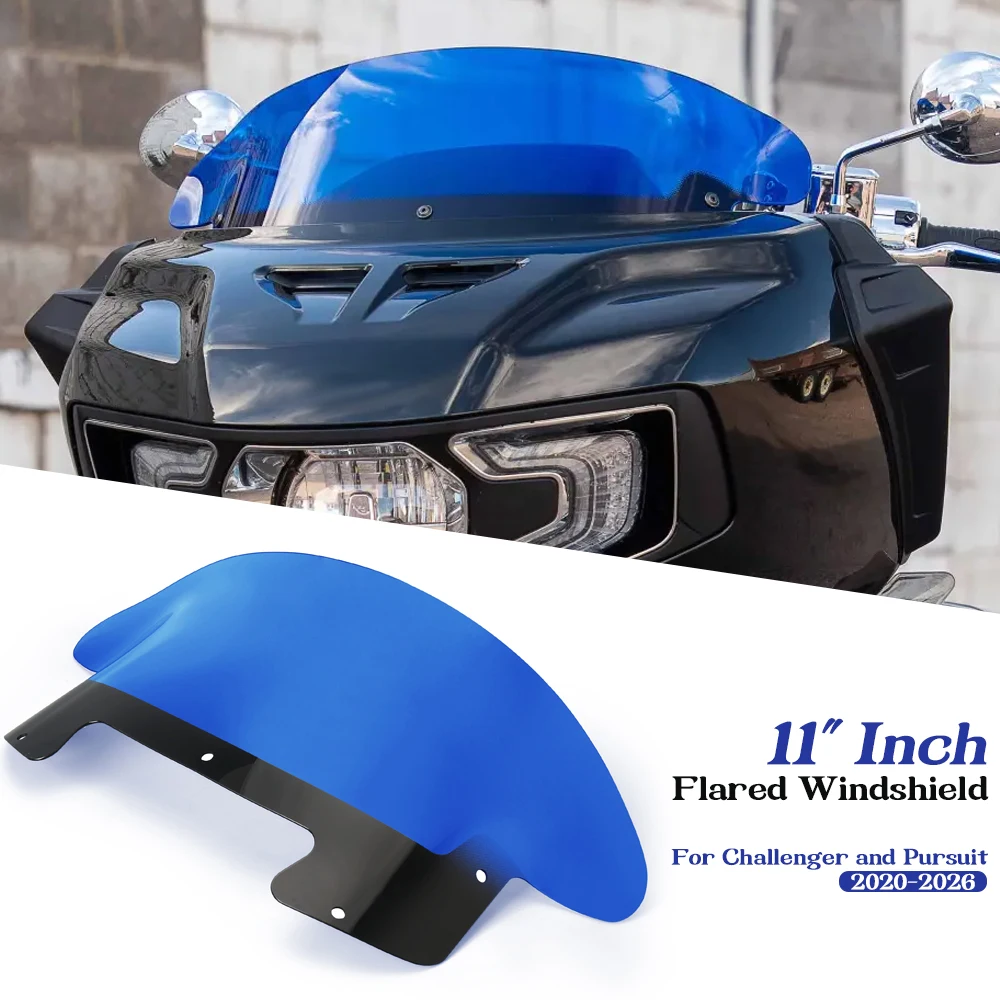 

Motorcycle 11 Inch Front Windscreen Windshield Deflector For Indian Challenger Pursuit Dark Horse Limited PowerBand 2020-2025