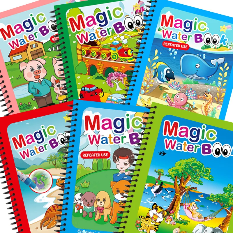 Reusable Water Coloring Books For Toddlers Magical Water Drawing Coloring Book Educational Toys For Boys Girls Gift