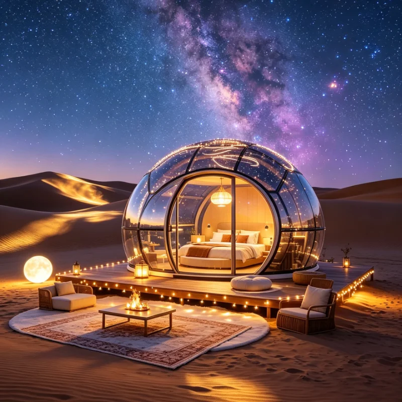 Customized Transparent Camping Dome Outdoor Camping Waterproof PVC Spacious Interior Panoramic View Portable Foldable Glamping