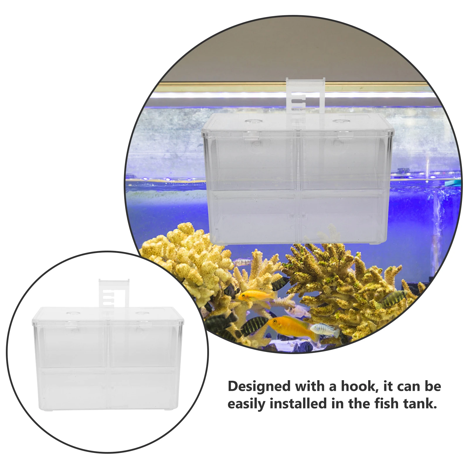

Fish Breeding Box With Suction Cup Aquarium Separator Transparent Acrylic Hatchery For Fish Eggs Fry Shrimp Betta Incubator Box
