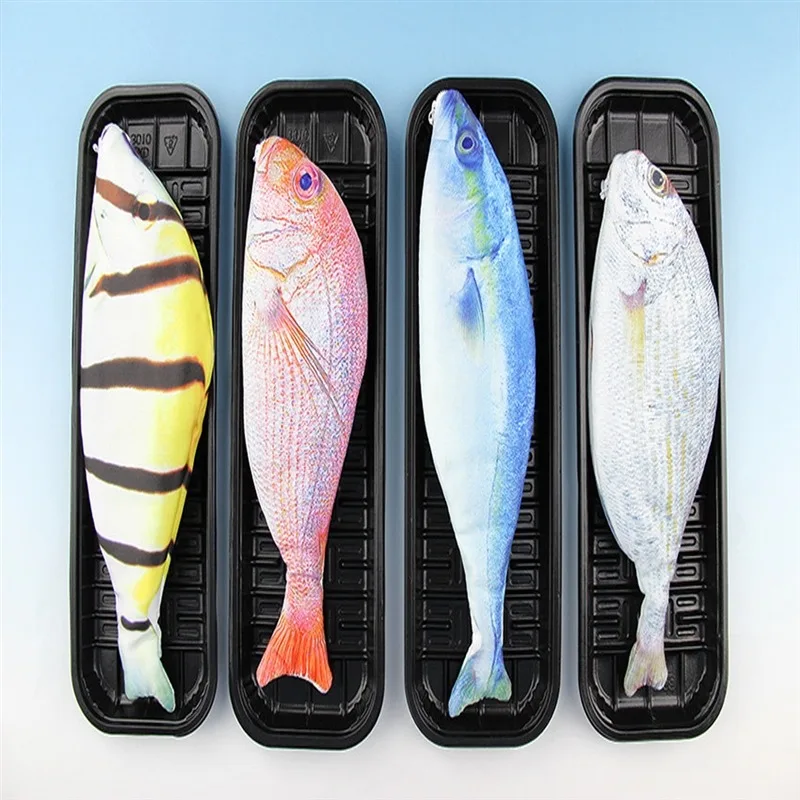 Cute Simulation Fish Pencil Case Kawaii Cartoon Zipper Pencil Box Large Capacity Portable Storage Bag Stationery Holder Pen Bags