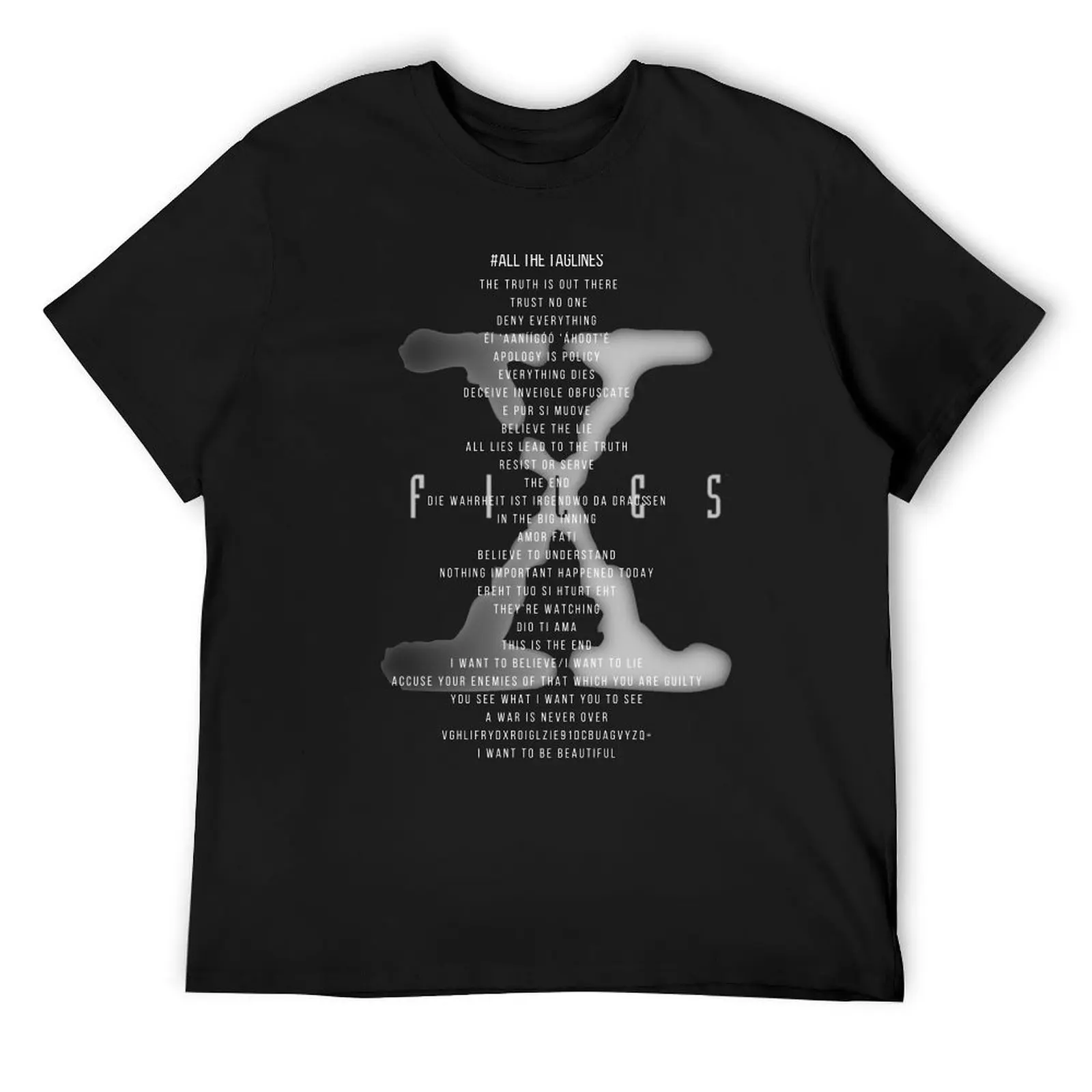 X Files - #All The Taglines T-Shirt man clothes summer top compression shirt men