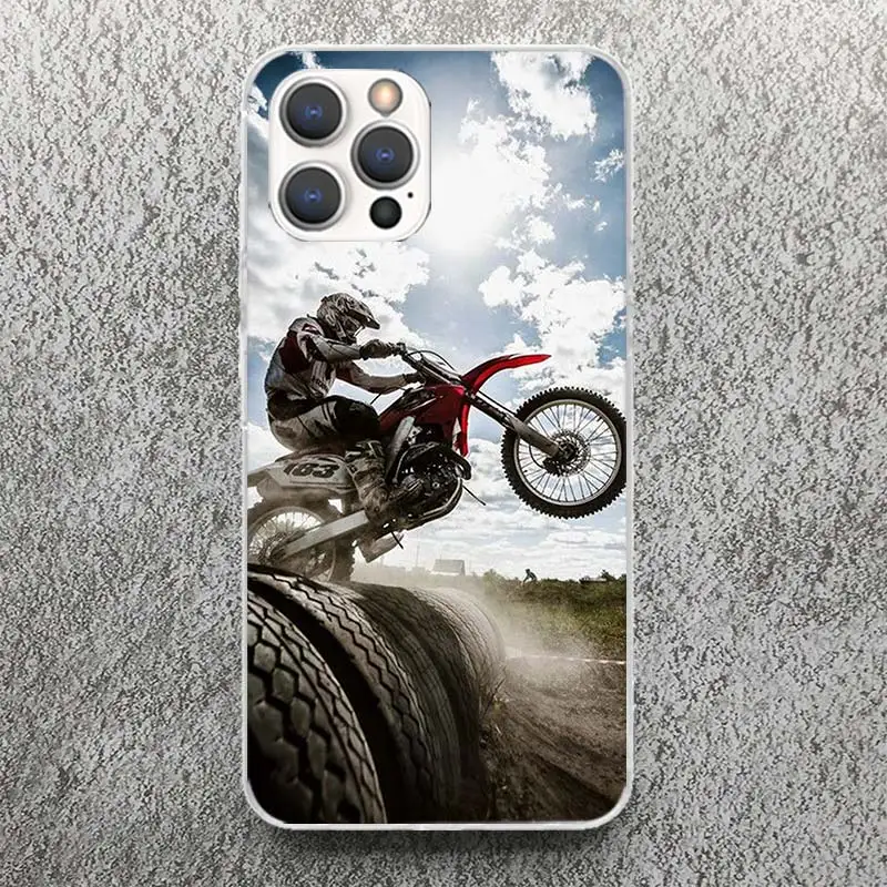 Motocross Motorcycle Dirt Bikes Phone Case For iPhone 17 16 15 14 13 12 11 Pro Max Mini Plus Air 7 SE 8 Soft Silicone Print Shel
