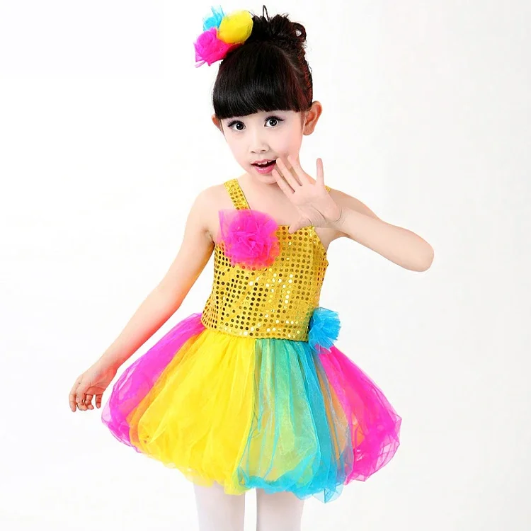 Vestido de flores para niñas, Ropa de baile para niños, tutú de lentejuelas, disfraces de Ballet para baile, leotardo, Ropa de baile para niñas