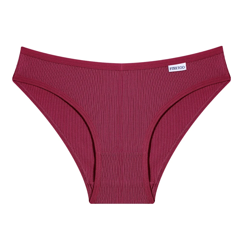 FINETOO 7Pcs Cotton M-3XL Striped Underwear Women's Breathable Panties Sexy V Waist Comfortable Brie