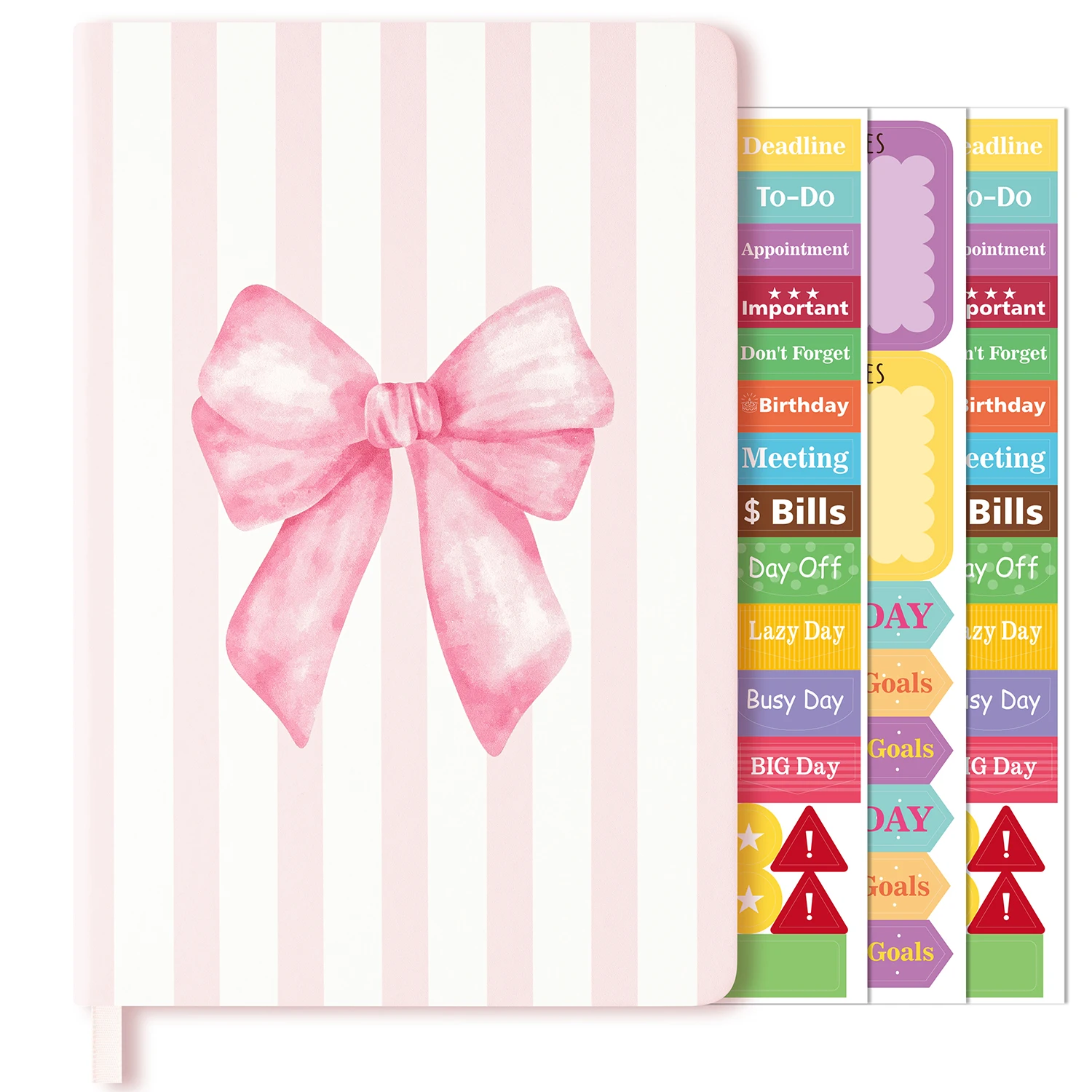 1 STKS Roze Strik Hardcover Gelinieerd Journal Notebook Met planner stickers Coquette Journal Notebook voor Schrijven Reizen Werk Cadeau