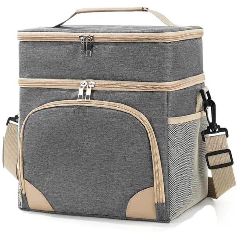 Lunch Box Two Compartments Insulated Lunch Tote Bag Large Leakproof Soft Cooler for Work Picnic Travel