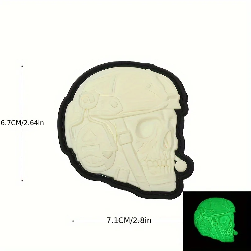 Parches tácticos de velcro con calavera 3D que brilla en la oscuridad - imagen 5