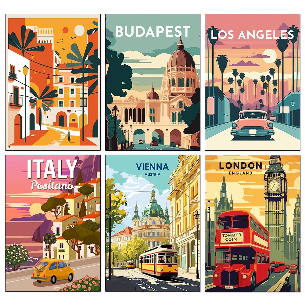 Vibrant Cityscape Diamond Painting London Retro Street Scene Art DIY Full Diamond Mosaic Embroidery Home Decor New Arrivals