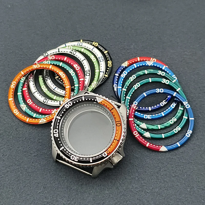 

42mm Silver SKX007 Watch Case Flat Sapphire Glass Fit 4R 6R NH35 NH36 7S Movement Transparent Back Cover Men's Watch Refit Parts