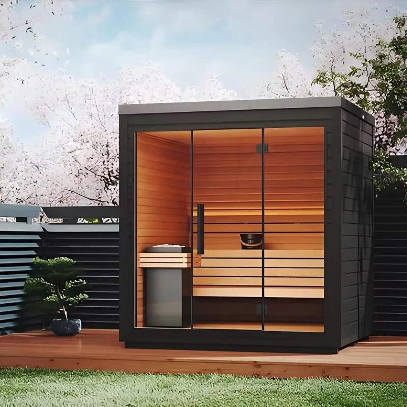 Outdoor Resort Villa Wooden Sauna Steam Room Combination Wet Steam Shower Customized