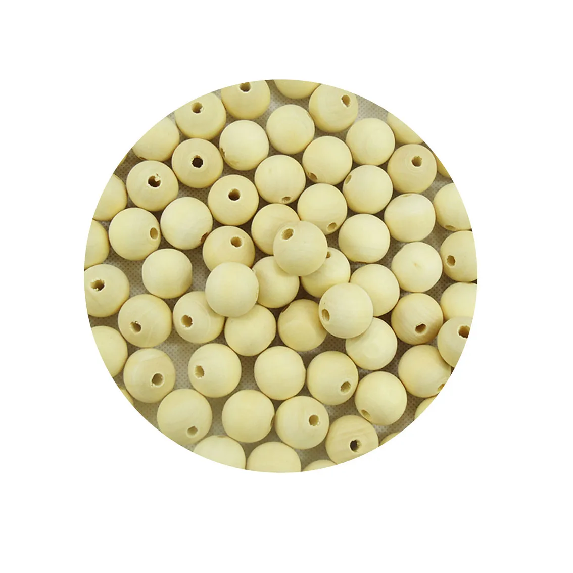 Dia 4/6/8/10/14/20/25/30/35/40/50/60mm Natural Color Ball Through-hole Round Wooden Beads Manual DIY Ball Jewelry Carving Beads