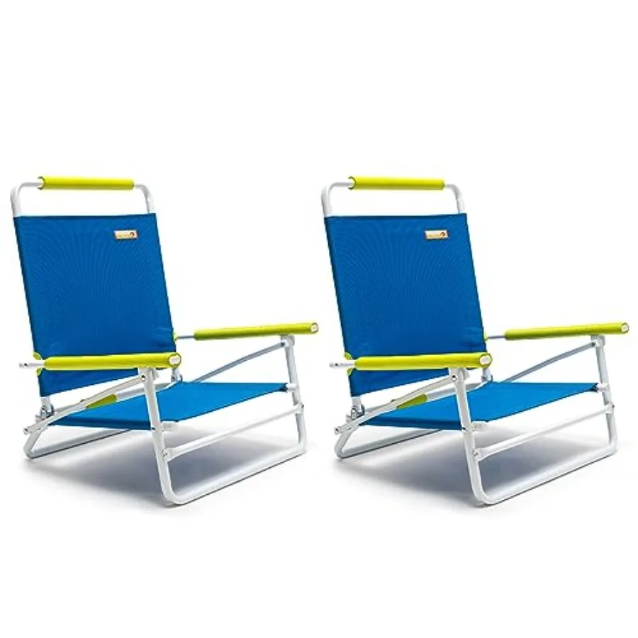 

SunnyFeel Low Folding Beach Chair for Adults, Lightweight Beach Chair, Portable Camping Sand Chairs with Hard Armrest, Supports