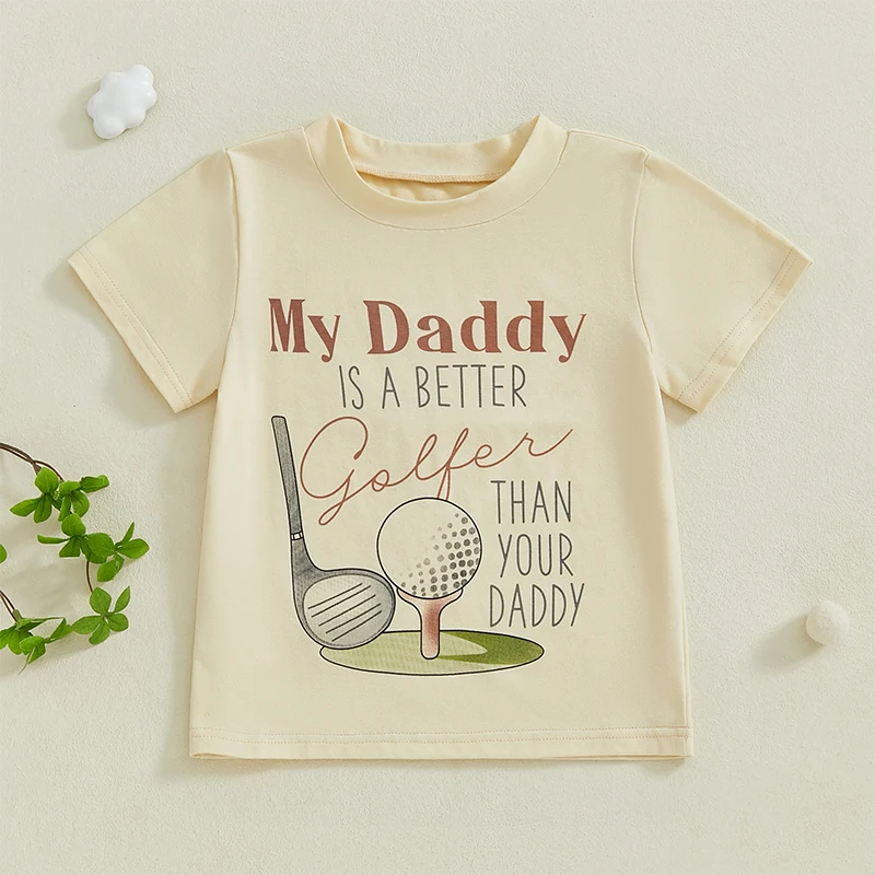 Camisetas para niños de 3 a 7 años con estampado de Golf, camisetas de manga corta con cuello redondo, camisetas informales para niñas y niños para deportes diarios