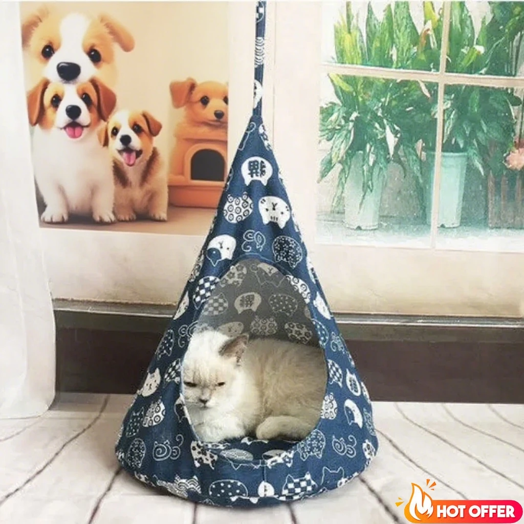 Подвесной конический гамак для кошек, палатка для домашних животных, кровать для кошачьего домика, гнездо для котенка, подходит для маленьких домашних животных вокруг 11 фунтов, моющийся, съемный