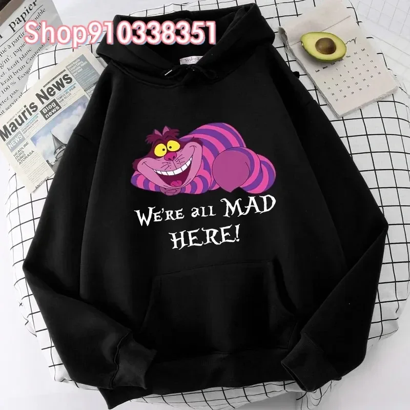 plus size Fashion Clothes Alice in Wonderland Hoodie Cheshire Cat Women Manga Sweatshirt Harajuku Female Hoodies Hoody