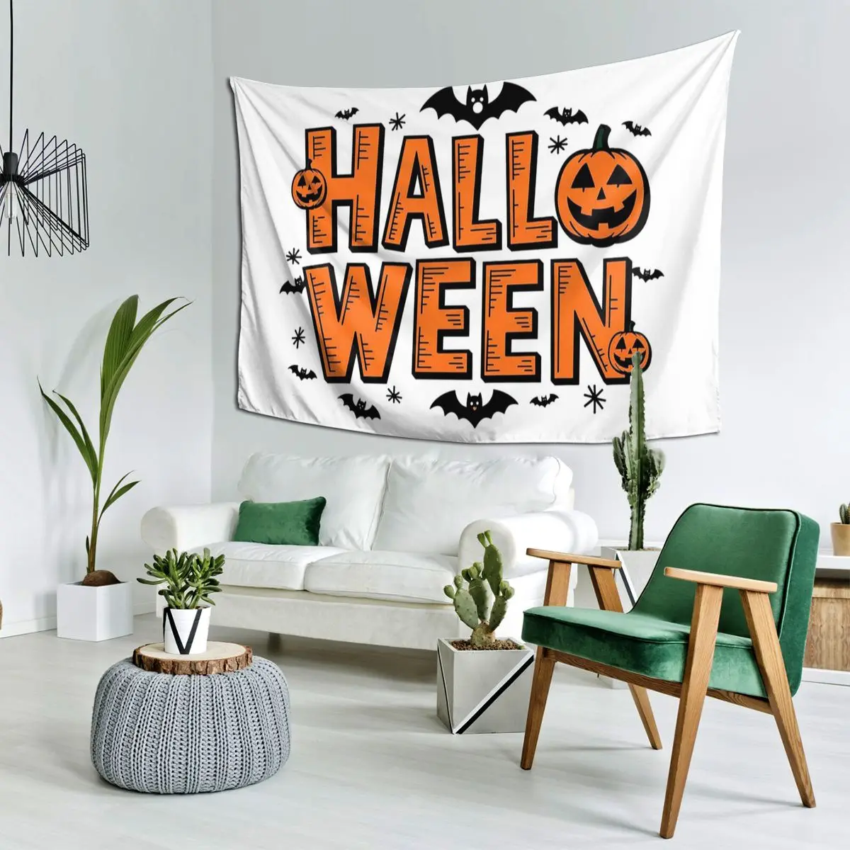 Halloween Haunted Mansion,Full Moon,and Eerie Bats Tapestry Funny Wall Hanging Aesthetic Home Tapestries Living Room Dorm Room