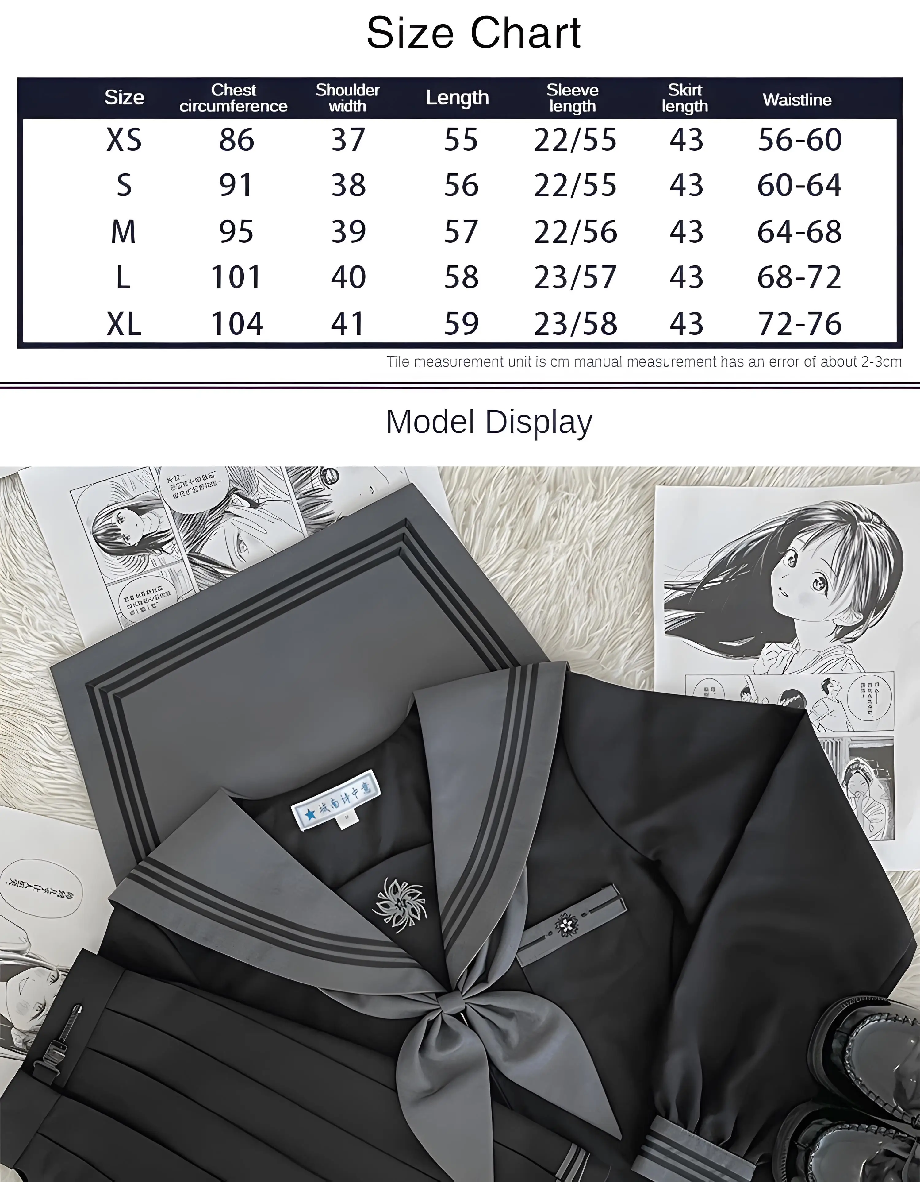 Niedliches Niña Jk Uniform Japanischer Matrosenanzug Dark Bad Chicas Set Cosplay Schwarz-Weiß Schuluniform Oberschul-Marine-Anzüge für Schüler – Detail 1