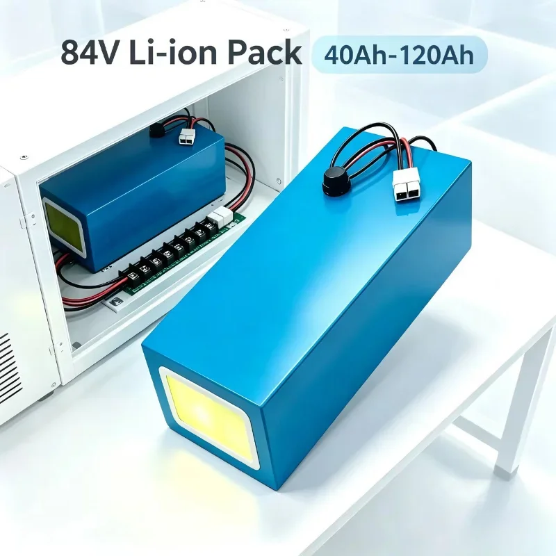84V Li-ion Battery Pack 80Ah-120Ah High Density for Electric Scooter E-Motorcycle with Smart Charger Suitable for High Power Veh