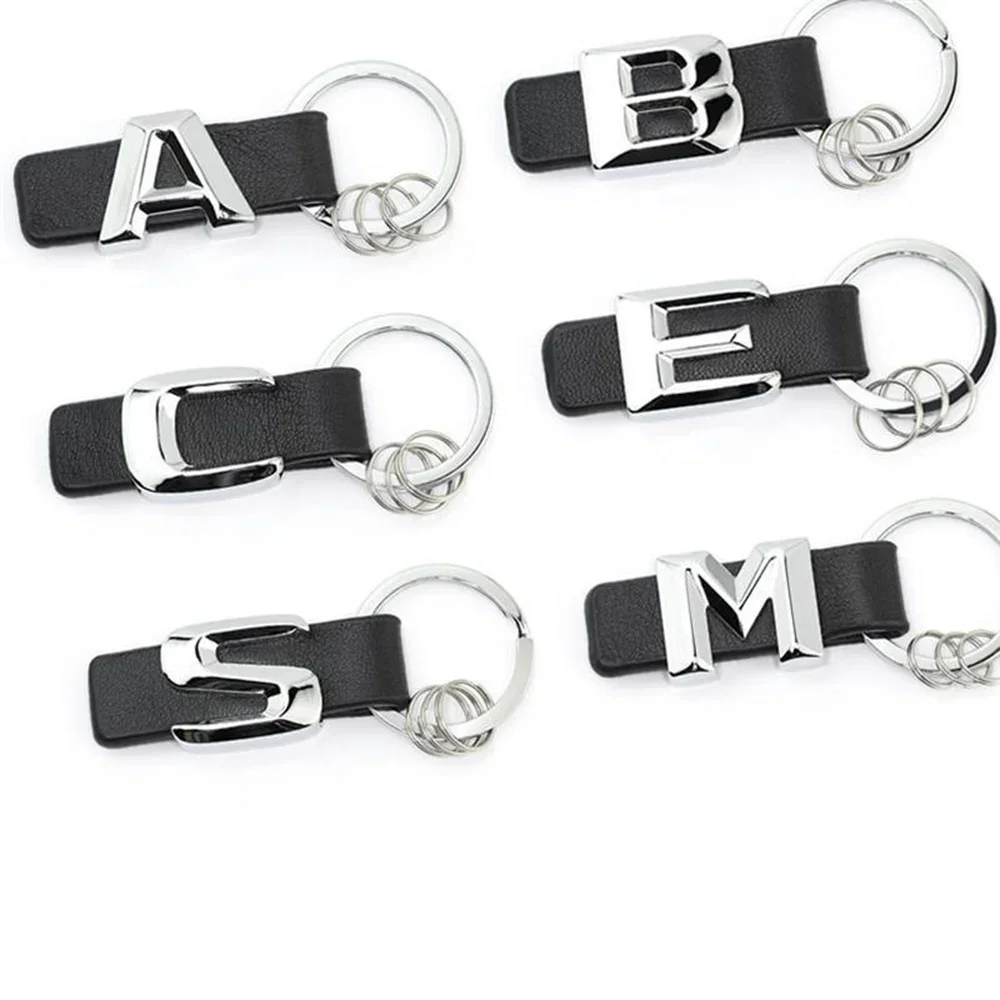 سلسلة مفاتيح جلدية بحروف معدنية لمرسيدس بنز ، سلسلة مفاتيح السيارة ، 3D ، A ، B ، C ، D ، E ، G ، S ، حزام