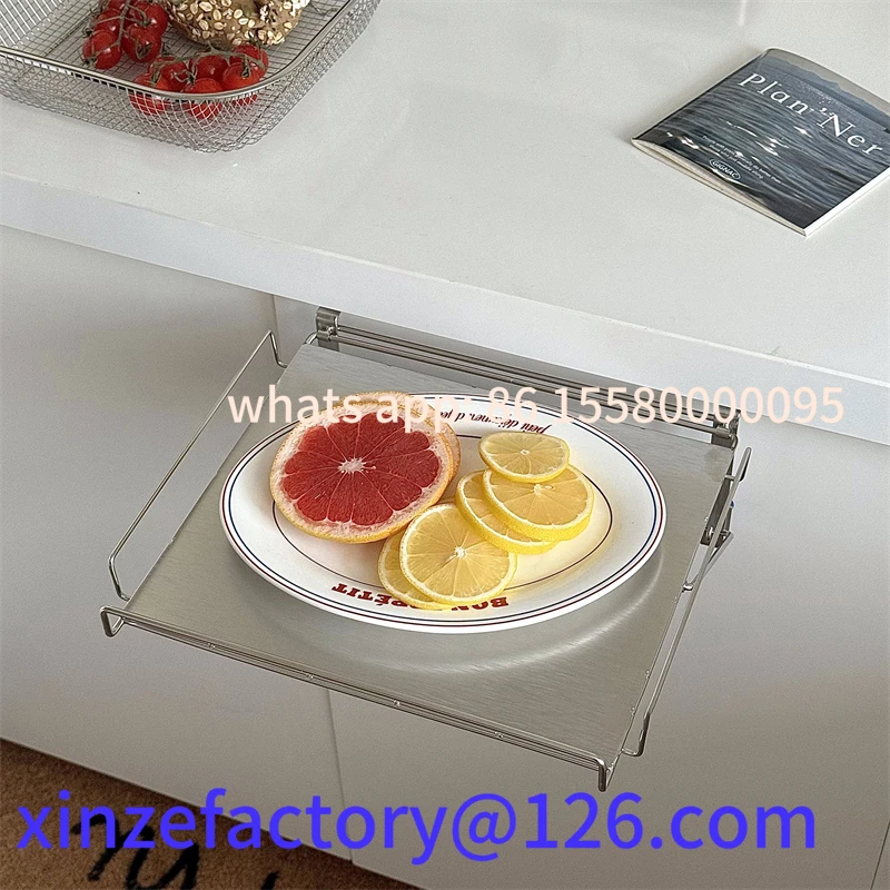 Customizable Foldable Countertop Shelf for Kitchen Cabinet Door Hanging Stainless Steel Extend Board