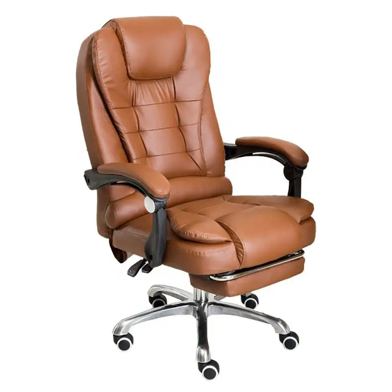 

Best-Selling Swivel Revolving Office Chair With Footrest Modern Design Brown Synthetic Leather Massage Office Chair