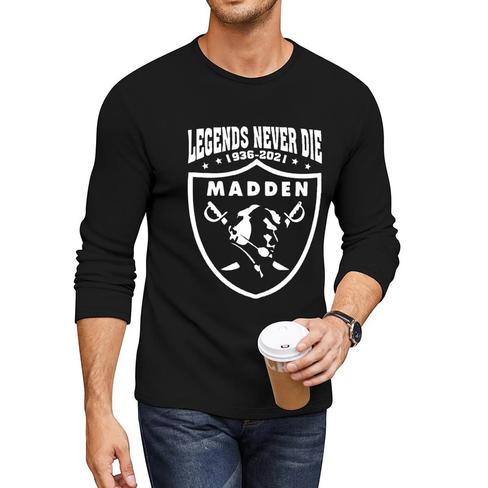 

Vintage Style John Madden Never Die Long T-Shirt heavyweight t shirts animal print shirt for boys cute clothes tshirts for men