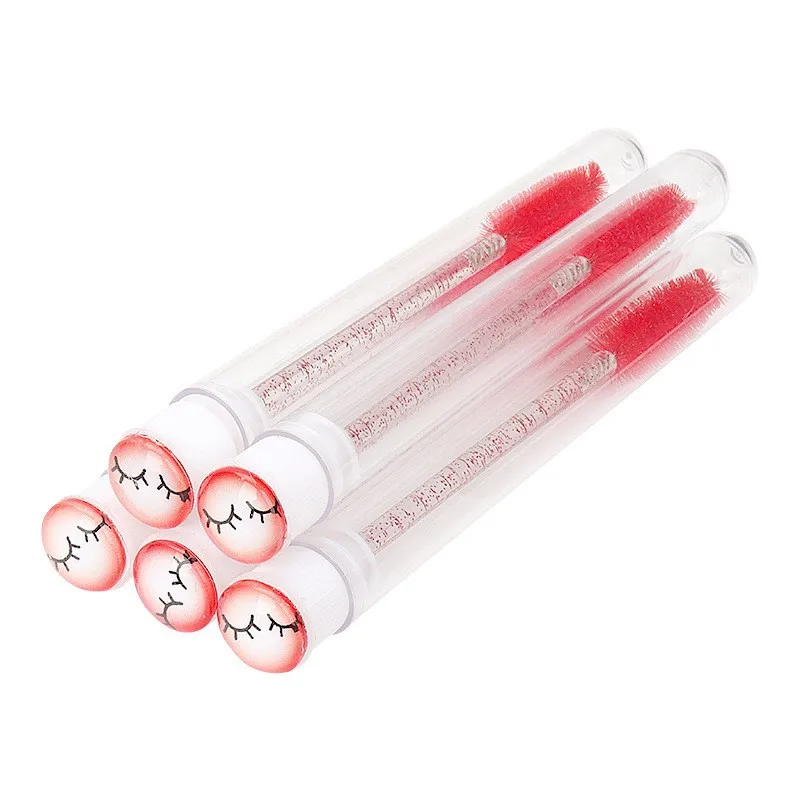 50 Stück Fabrik Herstellung verschiedener Wimpernbürste Wimpern-Make-up-Werkzeug Kunststoff-Wimpern-Reinigungsbürste mit Röhren