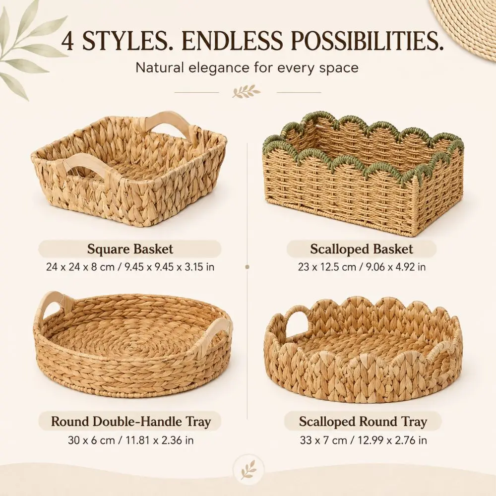 Natural Water Hyacinth Storage Basket Handwoven Woven Texture Handwoven Storage Basket Multipurpose Decorative