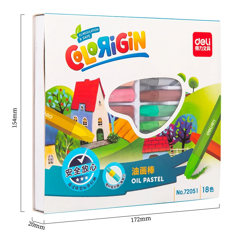 ديلي 72051 ألوان الباستيل الزيتية 18 لونًا أقلام تلوين شمعية ناعمة معتمدة من الاتحاد الأوروبي والولايات المتحدة أقلام رسم فنية للرسم والتلوين الإبداعي #3