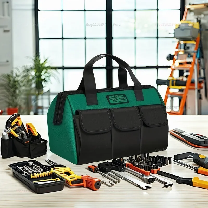 New Square Bag with 30% More Capacity Waterproof Multi Pockets Organizer Pouch Electrician Tools Bucket Laoa