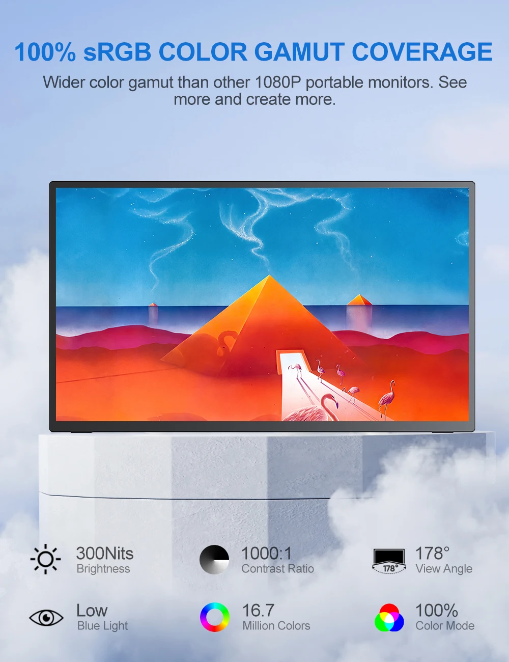 UPERFECT Portable Monitor 18.5 Inch 1080P FHD HDR IPS Laptop Computer Display HDMI USB C External Screen With Dual Speakers VESA
