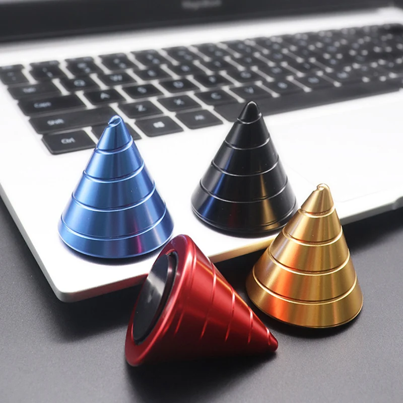 Desktop Decompression Rotating Cone Gyroscope Office Desk Fidget Toys Optical Illusion Flowing Finger Toys Kids  Adult Gifts