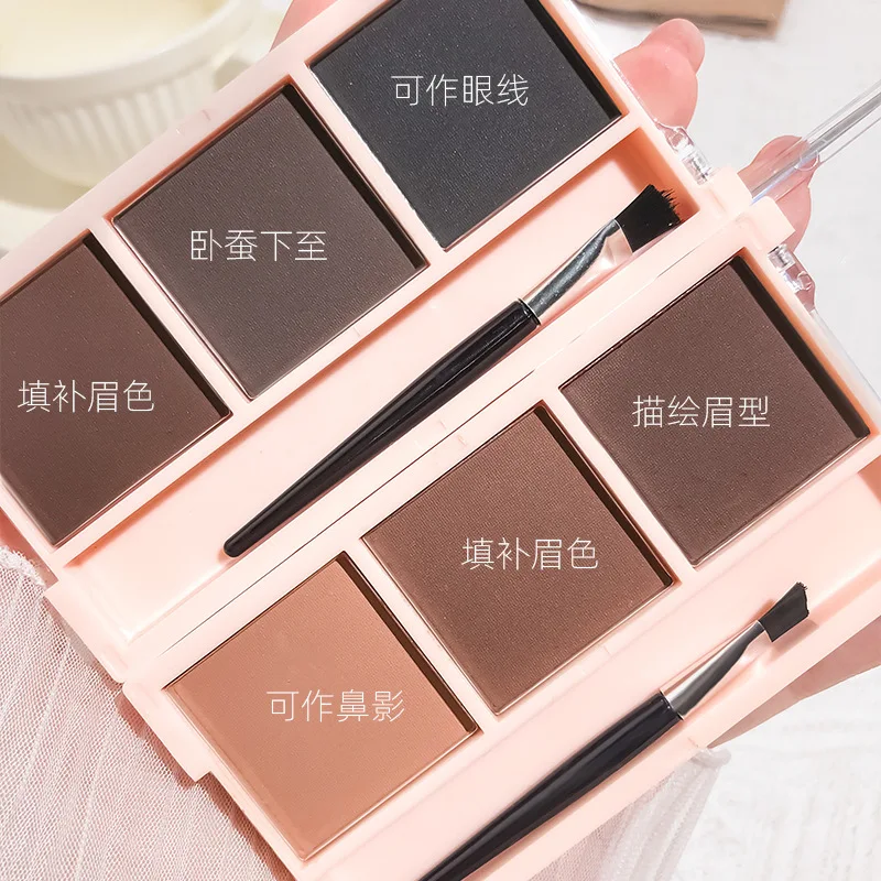 Three-color Eyebrow Powder Plate Waterproof, Sweat-proof Natural and Long-lasting Nose Shadow, Eyeshadow, Cosmetic